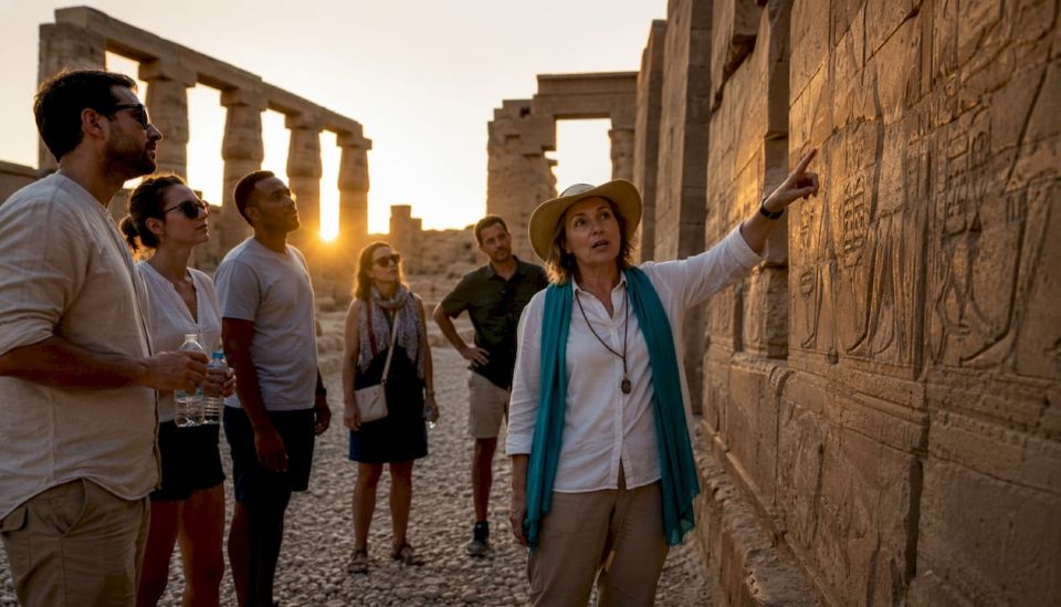 Egyptologist leading temple tour group
