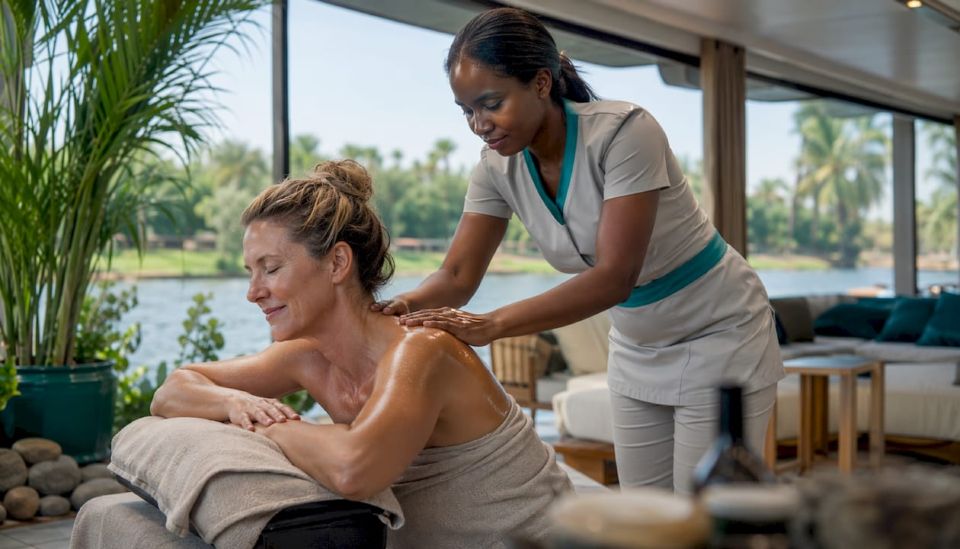 Onboard spa massage on luxury Nile cruise ship