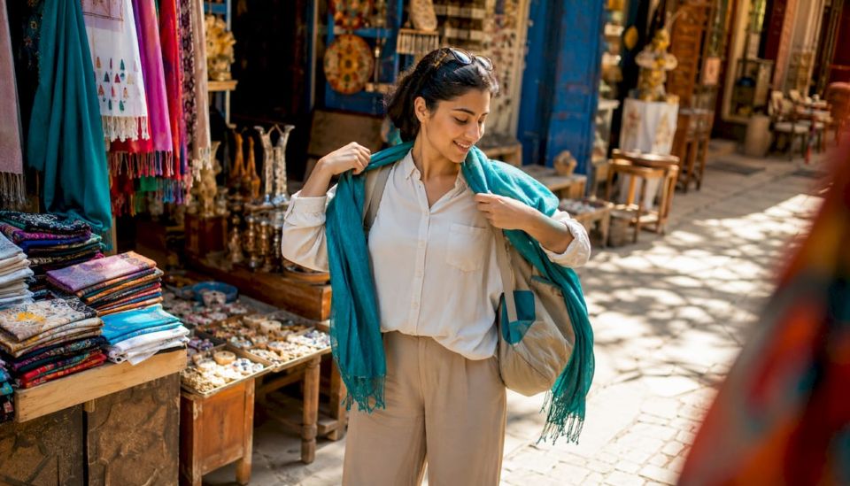 Woman dressed modestly at Egyptian temple