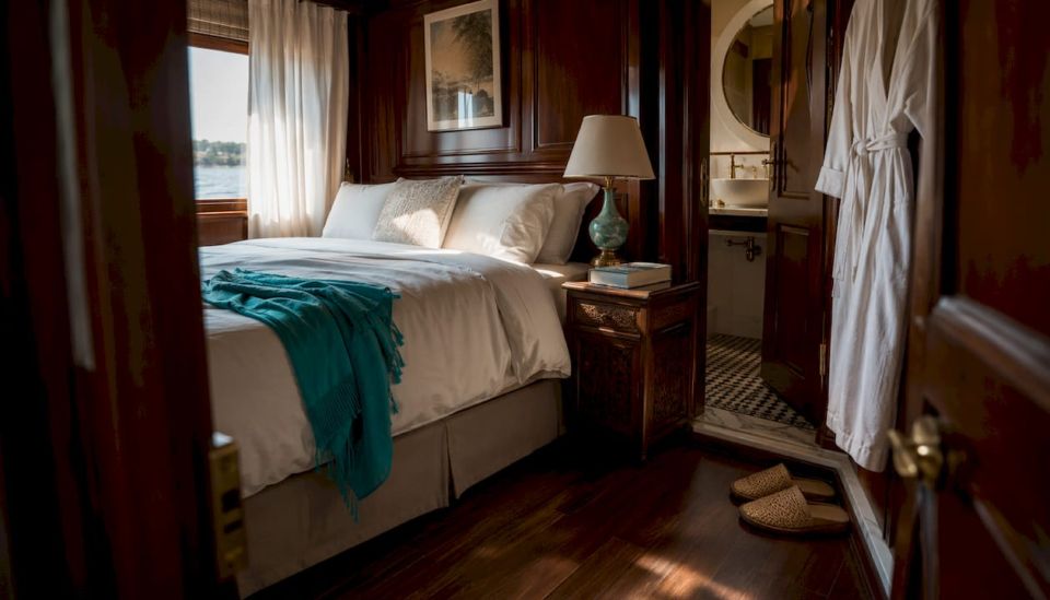Luxury dahabiya cabin with ensuite bathroom