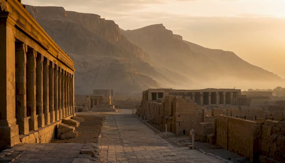 Daytime panorama of Luxor West Bank temples