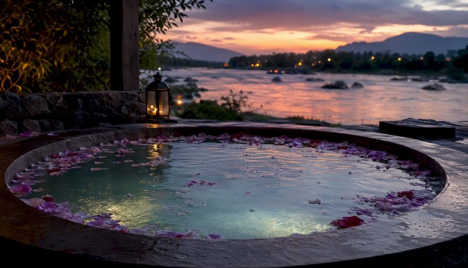 Jacuzzi with Nile River sunset view in spa