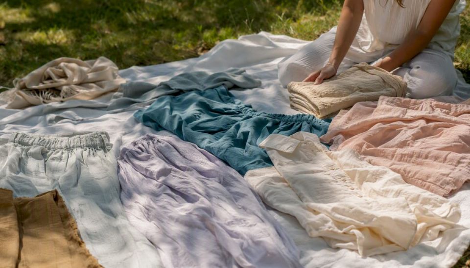 Close-up of linen and cotton summer fabrics