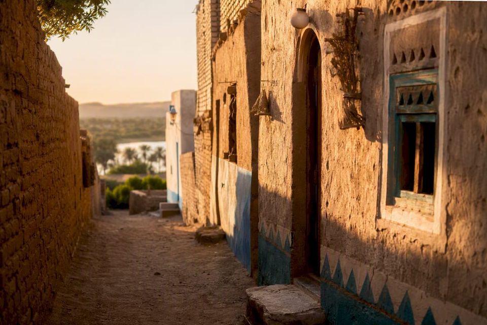 Nubian village narrow lane with mud-brick houses